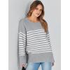 imageANRABESS Womens Oversized Crewneck Long Sleeve Fuzzy Knit Casual Chunky Warm 2025 Fall Pullover Sweaters Top Trendy OutfitsGrey White Stripe