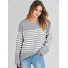 imageANRABESS Womens Oversized Crewneck Long Sleeve Fuzzy Knit Casual Chunky Warm 2025 Fall Pullover Sweaters Top Trendy OutfitsGrey White Stripe