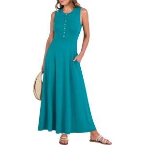 imageANRABESS Women Summer Casual Sleeveless Maxi Sundress Button Fit ampamp Flare ALine Flowy Long Dresses 2025 Beach OutfitsLake