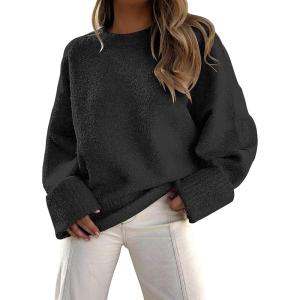 imageANRABESS Womens Oversized Crewneck Long Sleeve Fuzzy Knit Casual Chunky Warm 2025 Fall Pullover Sweaters Top Trendy OutfitsBlack