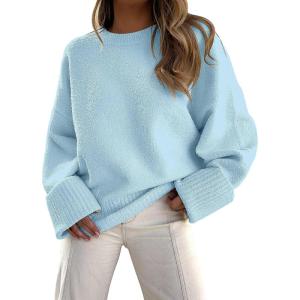 imageANRABESS Womens Oversized Crewneck Long Sleeve Fuzzy Knit Casual Chunky Warm 2025 Fall Pullover Sweaters Top Trendy OutfitsBlue