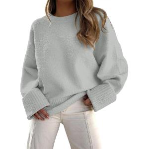 imageANRABESS Womens Oversized Crewneck Long Sleeve Fuzzy Knit Casual Chunky Warm 2025 Fall Pullover Sweaters Top Trendy OutfitsLight Gray