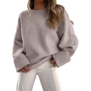imageANRABESS Womens Oversized Crewneck Long Sleeve Fuzzy Knit Casual Chunky Warm 2025 Fall Pullover Sweaters Top Trendy OutfitsPurple