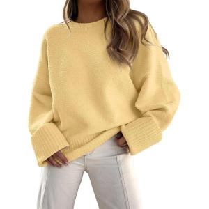 imageANRABESS Womens Oversized Crewneck Long Sleeve Fuzzy Knit Casual Chunky Warm 2025 Fall Pullover Sweaters Top Trendy OutfitsYellow
