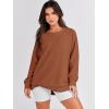 imageANRABESS Womens Oversized Sweatshirt Crewneck Long Sleeve Tunic Pollover Shirt Side Zipper Hoodie Sweater 2025 Spring ClothesRust