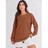 imageANRABESS Womens Oversized Sweatshirt Crewneck Long Sleeve Tunic Pollover Shirt Side Zipper Hoodie Sweater 2025 Spring ClothesRust