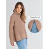 imageANRABESS Womens Turtleneck Long Sleeve Sweaters Waffle Knit Casual Side Zipper Pullover Tops Thumbhole 2024 Fall OutfitsKhaki