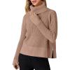 imageANRABESS Womens Turtleneck Long Sleeve Sweaters Waffle Knit Casual Side Zipper Pullover Tops Thumbhole 2024 Fall OutfitsKhaki