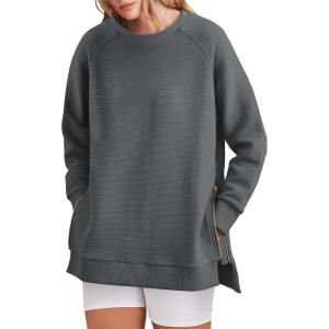 imageANRABESS Womens Oversized Sweatshirt Crewneck Long Sleeve Tunic Pollover Shirt Side Zipper Hoodie Sweater 2025 Spring ClothesDark Grey