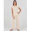 imageANRABESS Women 2 Piece Outfits Casual Summer Sleeveless Tops Knit Pants Sweater Lounge Matching Sets 2025 Trendy ClothesApricot