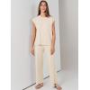 imageANRABESS Women 2 Piece Outfits Casual Summer Sleeveless Tops Knit Pants Sweater Lounge Matching Sets 2025 Trendy ClothesApricot