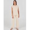 imageANRABESS Women 2 Piece Outfits Casual Summer Sleeveless Tops Knit Pants Sweater Lounge Matching Sets 2025 Trendy ClothesApricot