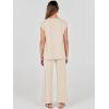 imageANRABESS Women 2 Piece Outfits Casual Summer Sleeveless Tops Knit Pants Sweater Lounge Matching Sets 2025 Trendy ClothesApricot