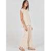 imageANRABESS Women 2 Piece Outfits Casual Summer Sleeveless Tops Knit Pants Sweater Lounge Matching Sets 2025 Trendy ClothesApricot