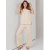imageANRABESS Women 2 Piece Outfits Casual Summer Sleeveless Tops Knit Pants Sweater Lounge Matching Sets 2025 Trendy ClothesApricot