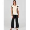 imageANRABESS Women 2 Piece Outfits Casual Summer Sleeveless Tops Knit Pants Sweater Lounge Matching Sets 2025 Trendy ClothesApricotblack