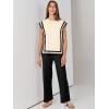 imageANRABESS Women 2 Piece Outfits Casual Summer Sleeveless Tops Knit Pants Sweater Lounge Matching Sets 2025 Trendy ClothesApricotblack