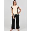 imageANRABESS Women 2 Piece Outfits Casual Summer Sleeveless Tops Knit Pants Sweater Lounge Matching Sets 2025 Trendy ClothesApricotblack