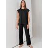 imageANRABESS Women 2 Piece Outfits Casual Summer Sleeveless Tops Knit Pants Sweater Lounge Matching Sets 2025 Trendy ClothesBlack