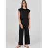 imageANRABESS Women 2 Piece Outfits Casual Summer Sleeveless Tops Knit Pants Sweater Lounge Matching Sets 2025 Trendy ClothesBlack