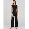 imageANRABESS Women 2 Piece Outfits Casual Summer Sleeveless Tops Knit Pants Sweater Lounge Matching Sets 2025 Trendy ClothesBlackwhite