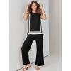 imageANRABESS Women 2 Piece Outfits Casual Summer Sleeveless Tops Knit Pants Sweater Lounge Matching Sets 2025 Trendy ClothesBlackwhite