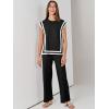 imageANRABESS Women 2 Piece Outfits Casual Summer Sleeveless Tops Knit Pants Sweater Lounge Matching Sets 2025 Trendy ClothesBlackwhite
