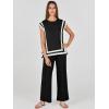 imageANRABESS Women 2 Piece Outfits Casual Summer Sleeveless Tops Knit Pants Sweater Lounge Matching Sets 2025 Trendy ClothesBlackwhite