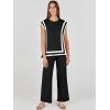 imageANRABESS Women 2 Piece Outfits Casual Summer Sleeveless Tops Knit Pants Sweater Lounge Matching Sets 2025 Trendy ClothesBlackwhite
