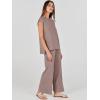 imageANRABESS Women 2 Piece Outfits Casual Summer Sleeveless Tops Knit Pants Sweater Lounge Matching Sets 2025 Trendy ClothesBrown