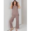imageANRABESS Women 2 Piece Outfits Casual Summer Sleeveless Tops Knit Pants Sweater Lounge Matching Sets 2025 Trendy ClothesBrown