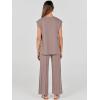 imageANRABESS Women 2 Piece Outfits Casual Summer Sleeveless Tops Knit Pants Sweater Lounge Matching Sets 2025 Trendy ClothesBrown