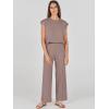 imageANRABESS Women 2 Piece Outfits Casual Summer Sleeveless Tops Knit Pants Sweater Lounge Matching Sets 2025 Trendy ClothesBrown