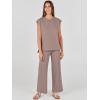 imageANRABESS Women 2 Piece Outfits Casual Summer Sleeveless Tops Knit Pants Sweater Lounge Matching Sets 2025 Trendy ClothesBrown
