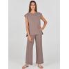imageANRABESS Women 2 Piece Outfits Casual Summer Sleeveless Tops Knit Pants Sweater Lounge Matching Sets 2025 Trendy ClothesBrown