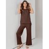 imageANRABESS Women 2 Piece Outfits Casual Summer Sleeveless Tops Knit Pants Sweater Lounge Matching Sets 2025 Trendy ClothesCoffee