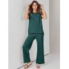 imageANRABESS Women 2 Piece Outfits Casual Summer Sleeveless Tops Knit Pants Sweater Lounge Matching Sets 2025 Trendy ClothesDark Green