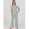 imageANRABESS Women 2 Piece Outfits Casual Summer Sleeveless Tops Knit Pants Sweater Lounge Matching Sets 2025 Trendy ClothesGrey Green