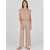 imageANRABESS Women 2 Piece Outfits Casual Summer Sleeveless Tops Knit Pants Sweater Lounge Matching Sets 2025 Trendy ClothesKhaki