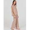imageANRABESS Women 2 Piece Outfits Casual Summer Sleeveless Tops Knit Pants Sweater Lounge Matching Sets 2025 Trendy ClothesKhaki