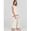 imageANRABESS Women 2 Piece Outfits Casual Summer Sleeveless Tops Knit Pants Sweater Lounge Matching Sets 2025 Trendy ClothesKhakiblack
