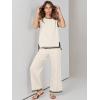 imageANRABESS Women 2 Piece Outfits Casual Summer Sleeveless Tops Knit Pants Sweater Lounge Matching Sets 2025 Trendy ClothesKhakiblack
