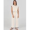 imageANRABESS Women 2 Piece Outfits Casual Summer Sleeveless Tops Knit Pants Sweater Lounge Matching Sets 2025 Trendy ClothesKhakiblack