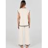 imageANRABESS Women 2 Piece Outfits Casual Summer Sleeveless Tops Knit Pants Sweater Lounge Matching Sets 2025 Trendy ClothesKhakiblack