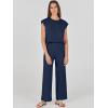 imageANRABESS Women 2 Piece Outfits Casual Summer Sleeveless Tops Knit Pants Sweater Lounge Matching Sets 2025 Trendy ClothesNavy Blue