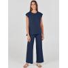 imageANRABESS Women 2 Piece Outfits Casual Summer Sleeveless Tops Knit Pants Sweater Lounge Matching Sets 2025 Trendy ClothesNavy Blue