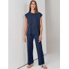 imageANRABESS Women 2 Piece Outfits Casual Summer Sleeveless Tops Knit Pants Sweater Lounge Matching Sets 2025 Trendy ClothesNavy Blue