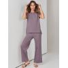 imageANRABESS Women 2 Piece Outfits Casual Summer Sleeveless Tops Knit Pants Sweater Lounge Matching Sets 2025 Trendy ClothesPurple