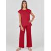 imageANRABESS Women 2 Piece Outfits Casual Summer Sleeveless Tops Knit Pants Sweater Lounge Matching Sets 2025 Trendy ClothesRed