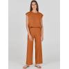 imageANRABESS Women 2 Piece Outfits Casual Summer Sleeveless Tops Knit Pants Sweater Lounge Matching Sets 2025 Trendy ClothesRust